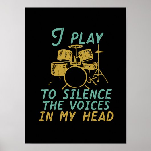  Retro Drummer Music Band Drum Player Poster (Voorkant)