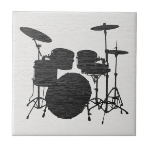 Retro Drumstel Silhouette Keramische Tegel Tegeltje