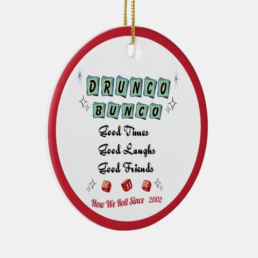 Retro Drunko Bunco Ceramic Ornament (Rechts)