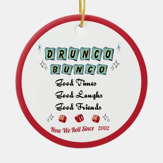 Retro Drunko Bunco Ceramic Ornament (Voorkant)