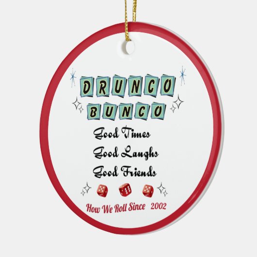 Retro Drunko Bunco Ceramic Ornament (Links)