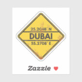 Retro Dubai Coordonnées Sticker en métal rouillé (Feuille)
