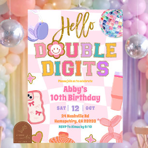 Retro dubbele cijfers patch feest verjaardag kaart