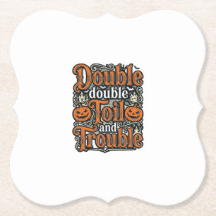 Retro Dubbele Toil Trouble Halloween T-shirt Ontwe Kartonnen Onderzetters