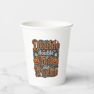 Retro Dubbele Toil Trouble Halloween T-shirt Ontwe Papieren Bekers
