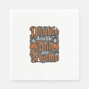 Retro Dubbele Toil Trouble Halloween T-shirt Ontwe Servet