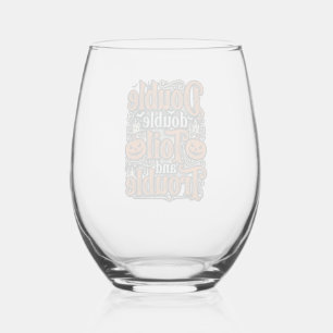 Retro Dubbele Toil Trouble Halloween T-shirt Ontwe Wijnglas Zonder Voet
