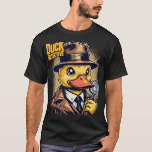 Retro Duck Detective op gele vervaagde lijnen T-shirt