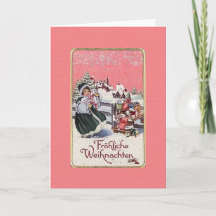 Retro Duitse Fröhliche Weihnachten Kerst Kaart