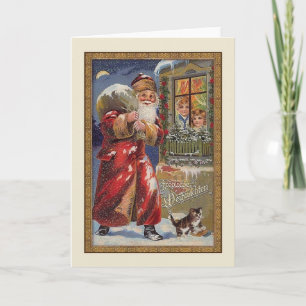 Retro Duitse Fröhliche Weihnachten Kerst Kaart