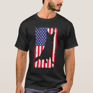 Retro Duitse Herdershond Amerikaanse Vlag Hond Man T-shirt