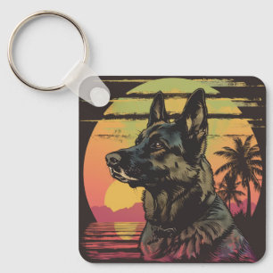 Retro Duitse Herderssleutelhanger Sleutelhanger