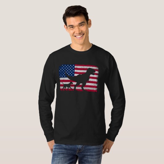 Retro Duitse kortharige pointer 4 juli Ameri T-shirt (Voorkant volledig)