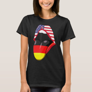 Retro Duitse Roots Amerikaanse Grown Lips Vlag USA T-shirt