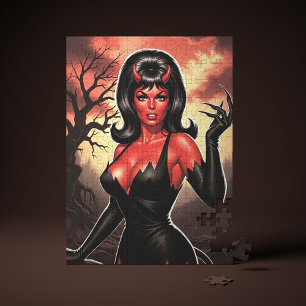 Retro duivelse pin-up legpuzzel