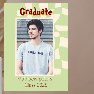 Retro Duo-Tone Graduation Announcement card Magnetische Uitnodiging