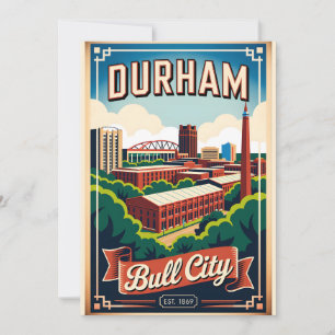 Retro Durham North Carolina Bull City Vintage  Feestdagenkaart
