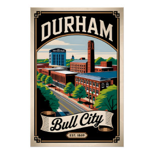 Retro Durham North Carolina Bull City Vintage Perfect Poster