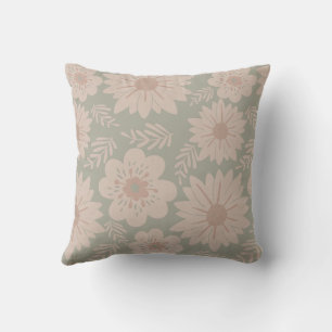 Retro Dusty Blue Pink Floral Kussen