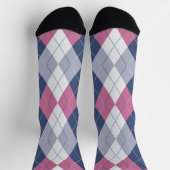 Retro Dusty Pink Slate Blue Navy Preppy Argyle Sokken (Top)