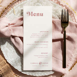 Retro Dusty Roos Rust Wedding Menu