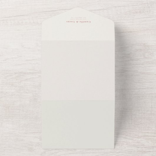 Retro Dusty Rose QR-code All-in-one uitnodiging (Buitenkant)