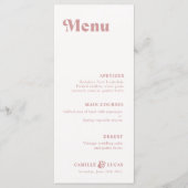 Retro Dusty Rose Rust Mariage Menu (Devant)