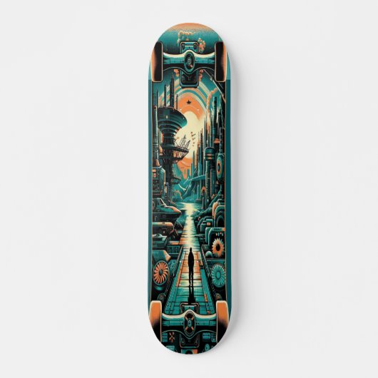 "Retro dystopie dek" Skateboard (Voorkant)