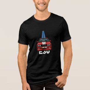 Retro E30 Klassieke Rode Sportwagen  Tri-Blend Shirt