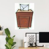 Retro E-mail Inbox Icon Cartoon Stijl Poster (Thuiskantoor)