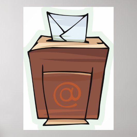 Retro E-mail Inbox Icon Cartoon Stijl Poster (Voorkant)