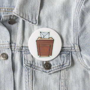 Retro E-mail Inbox Icon Cartoon Stijl Ronde Button 7,6 Cm