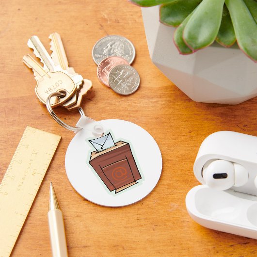 Retro E-mail Inbox Icon Cartoon Stijl Sleutelhanger