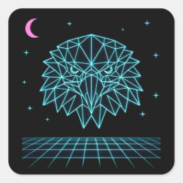 Retro Eagle Synthwave - Neon Roofdier in Vlucht Vierkante Sticker