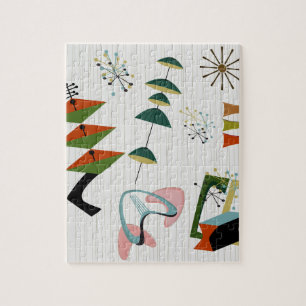 Retro Eames-Era Atomic Geïnspireerd Legpuzzel