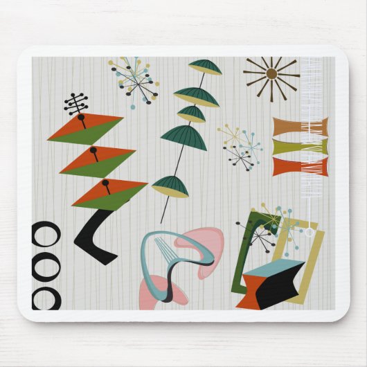 Retro Eames-Era Atomic Geïnspireerd Muismat (Voorkant)