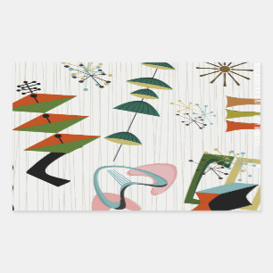 Retro Eames-Era Atomic Geïnspireerd Rechthoekige Sticker