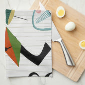 Retro Eames-Era Atomic Geïnspireerd Theedoek (Quarter Fold)