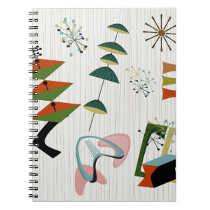 Retro Eames-tijdperk atoom geïnspireerd Notitieboek