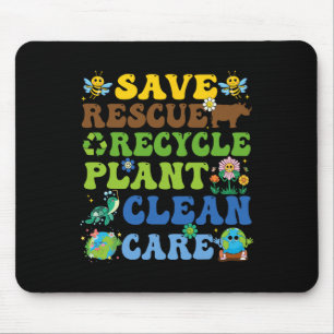 Retro Earth Day Red Bees Red Dieren Recycle P Muismat
