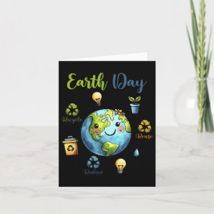 Retro Earth Day Verminderen Hergebruik Recyclen Kaart