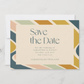 Retro Earthy Boho Abstract Wavy Pastel Wedding Save The Date (Voorkant)