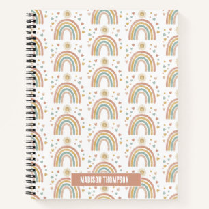 Retro Earthy Colors Waterverf Rainbow Sun Pattern Notitieboek