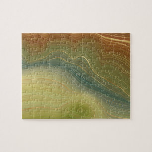 Retro Earthy Strata neutraal toon-agaat Legpuzzel