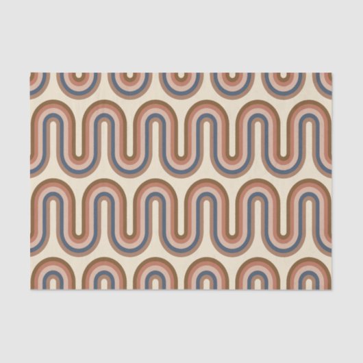 Retro Earthy Wavy Lines in Brown Tissuepapier (Voorkant)