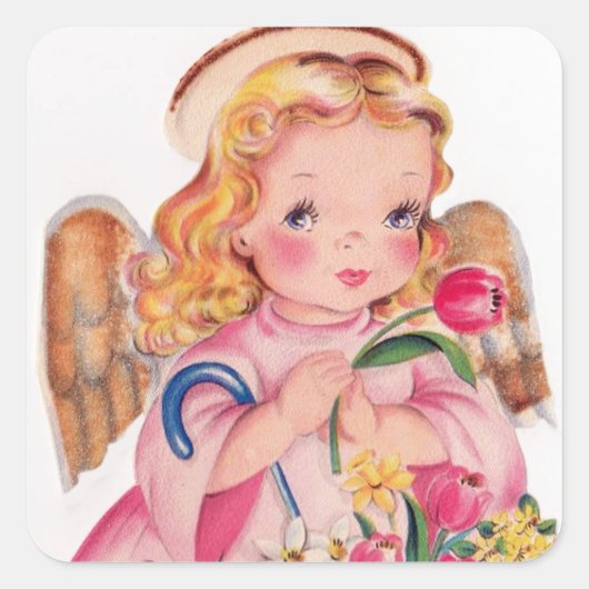 Retro  Easter Angel Holiday sticker (Voorkant)