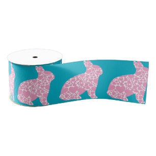 Retro Easter art hip cartoon roze hartbundel Grosgrain Lint
