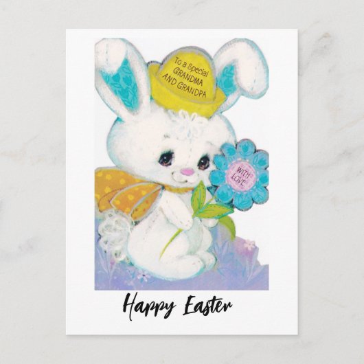 Retro Easter Bunny voor oma en opa Briefkaart (Voorkant)