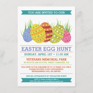 Retro Easter Easter Egg Hunt Decorting Party Kaart