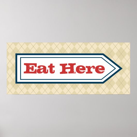 Retro Eat Hier Sign Poster (Voorkant)